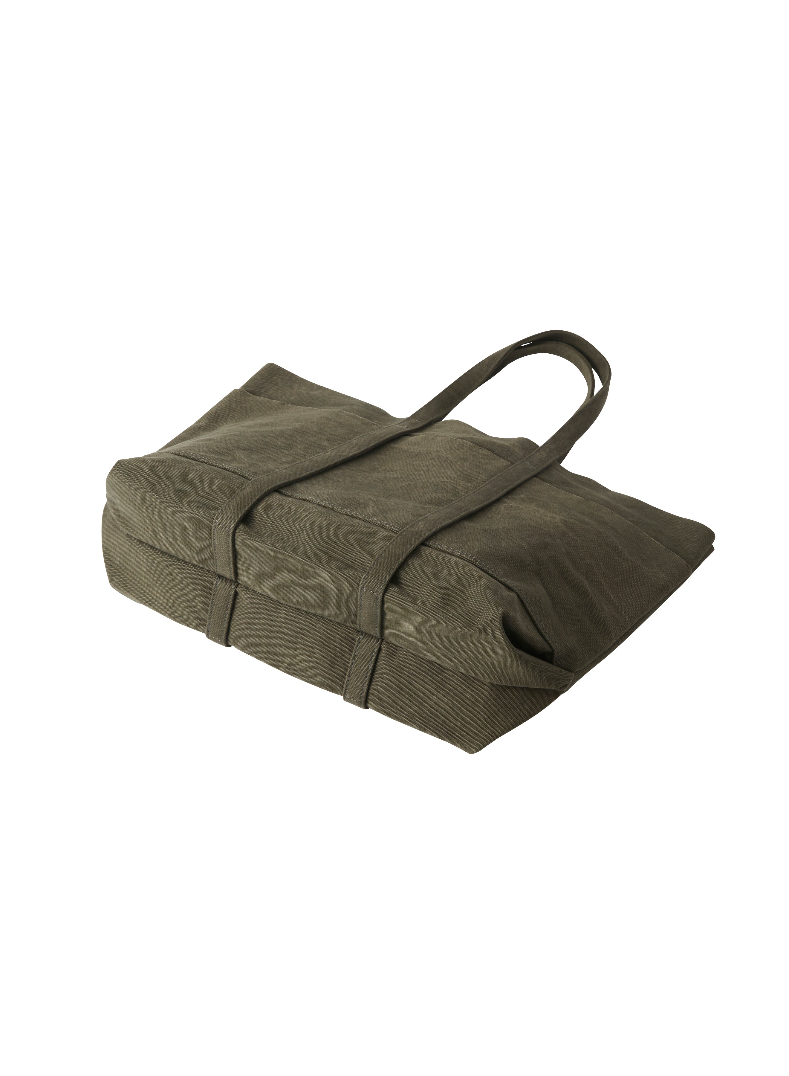 Washed Canvas 6pockets Tote M Olive