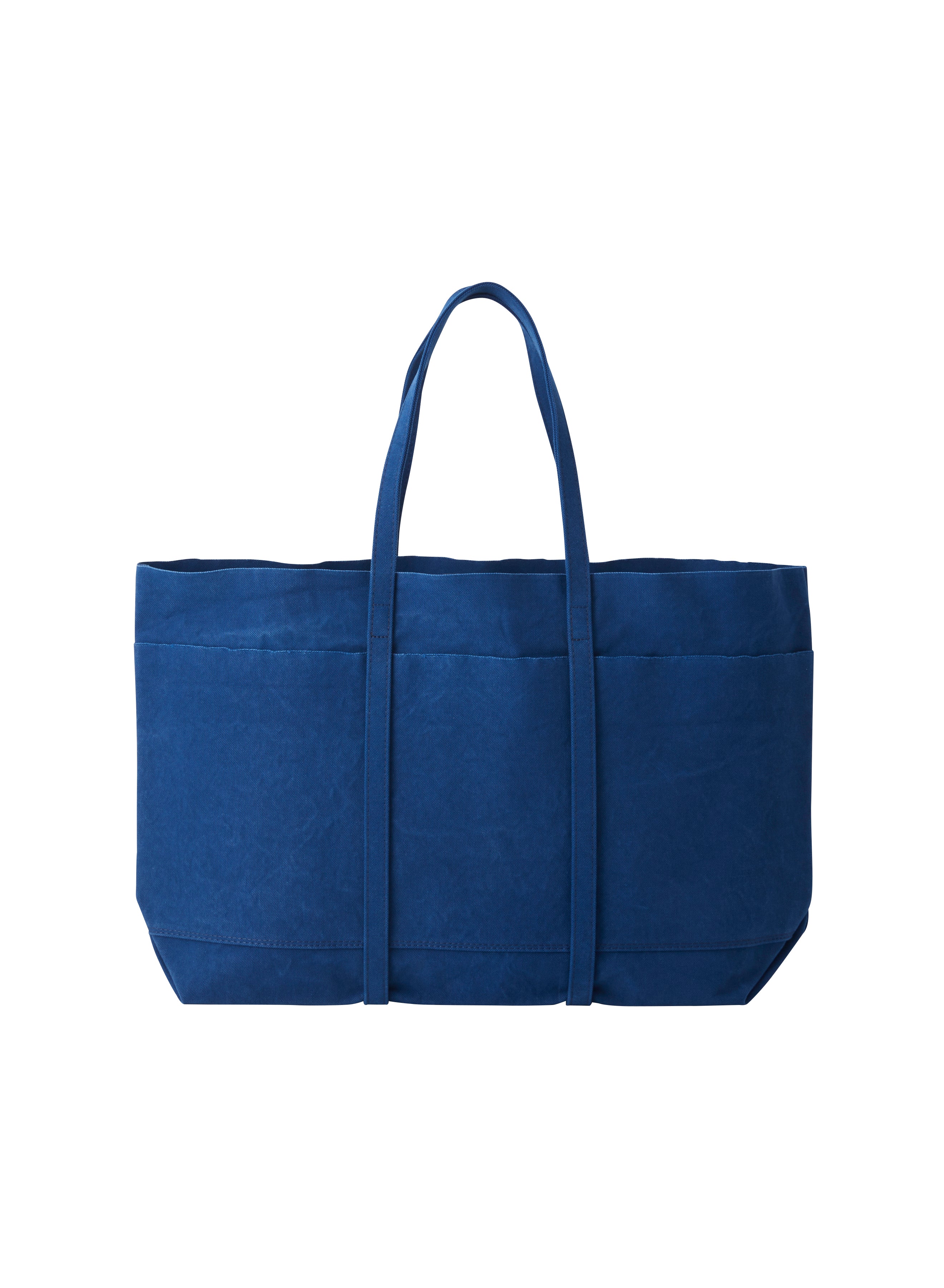 Washed Canvas 6pockets Tote L Blue