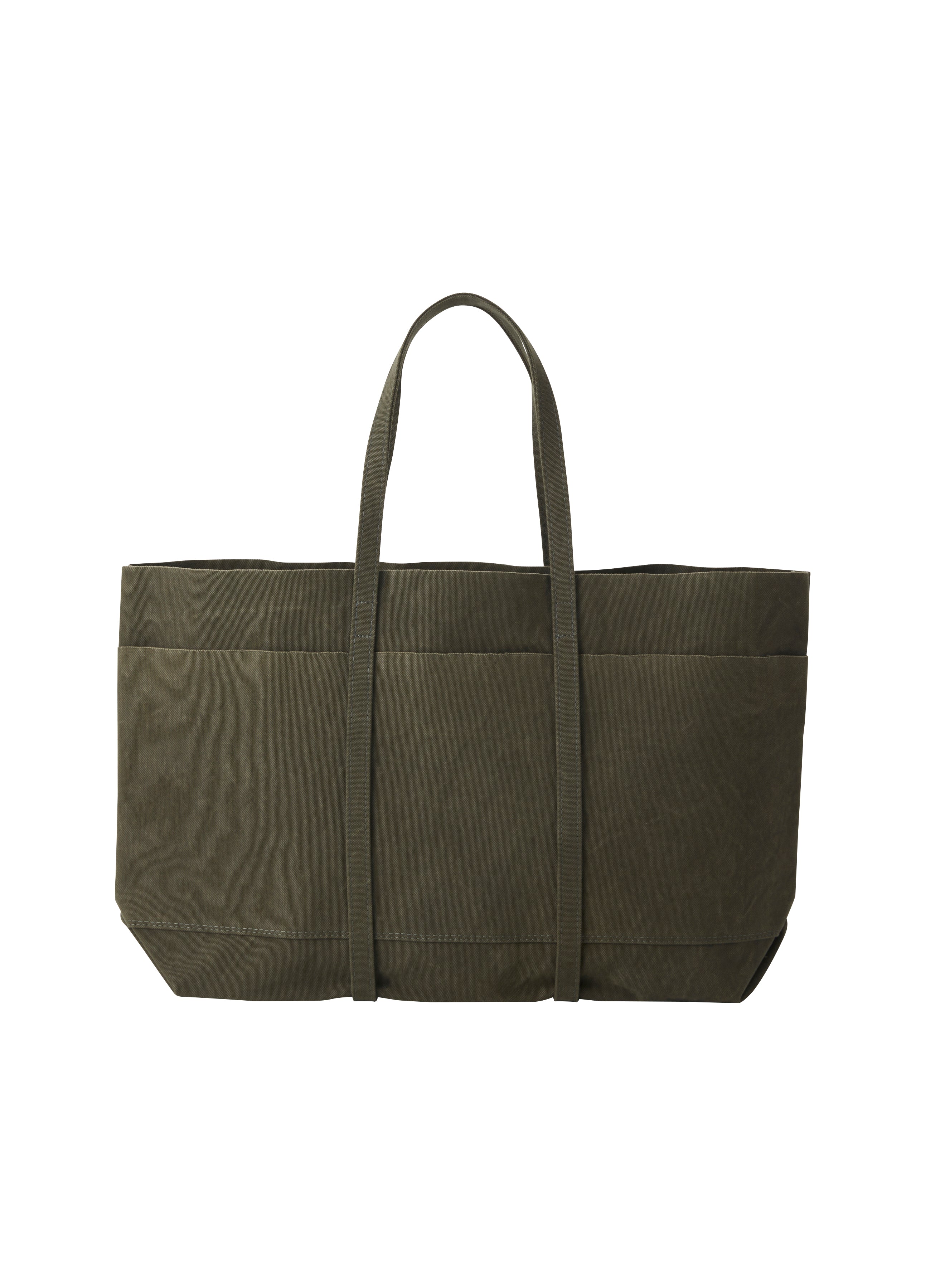 Washed Canvas 6pockets Tote L Olive