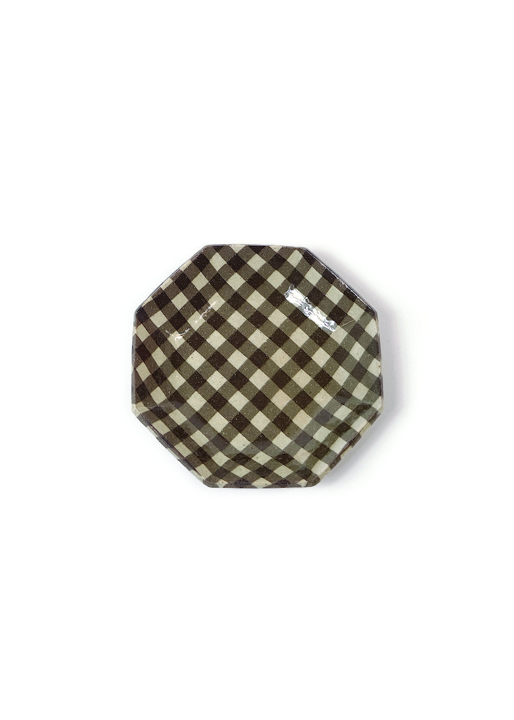 Octagonal Plate Gingham check – Dark Brown M
