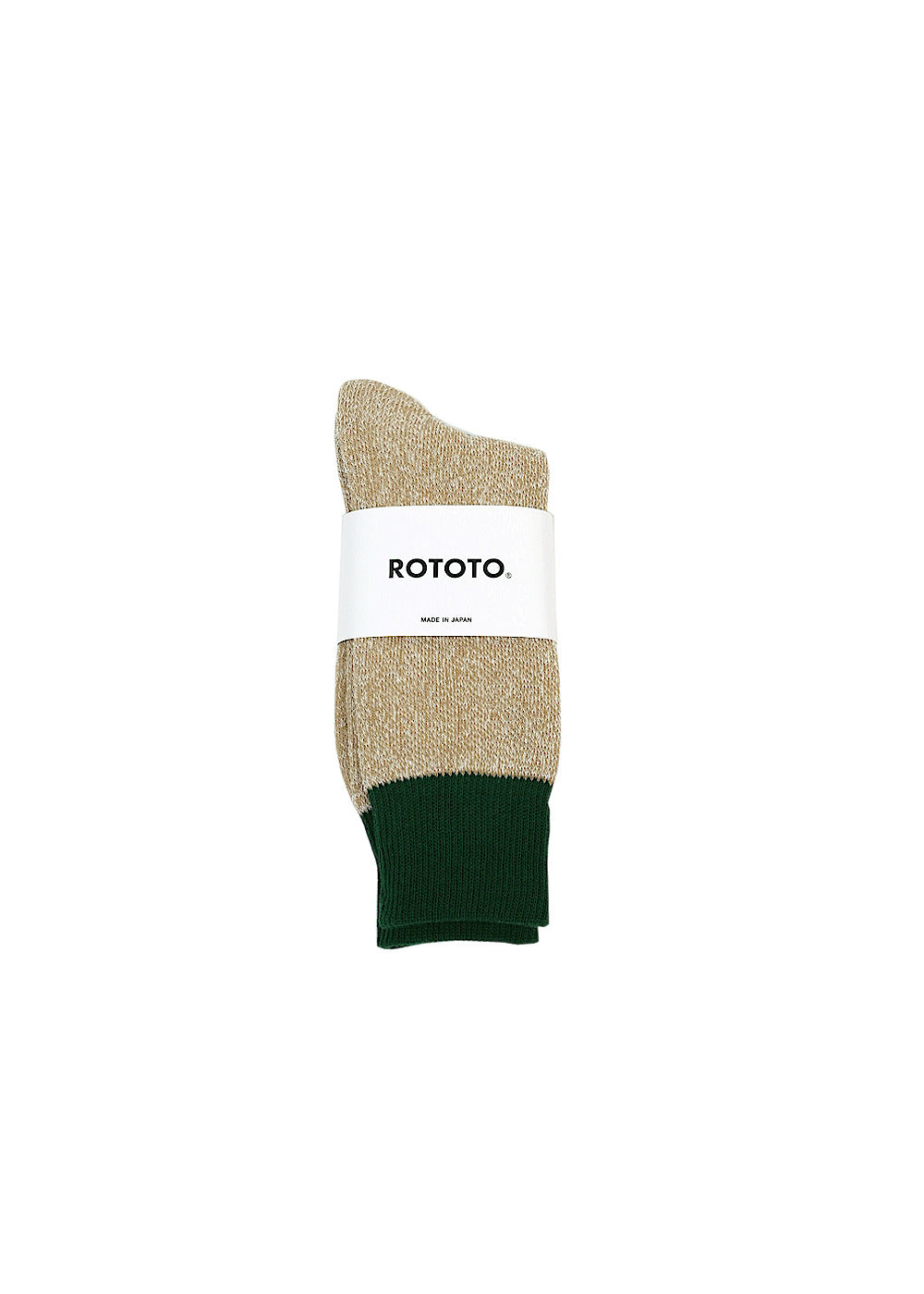 Double Face Crew Socks ”Silk & Cotton” - Dark Green / Beige