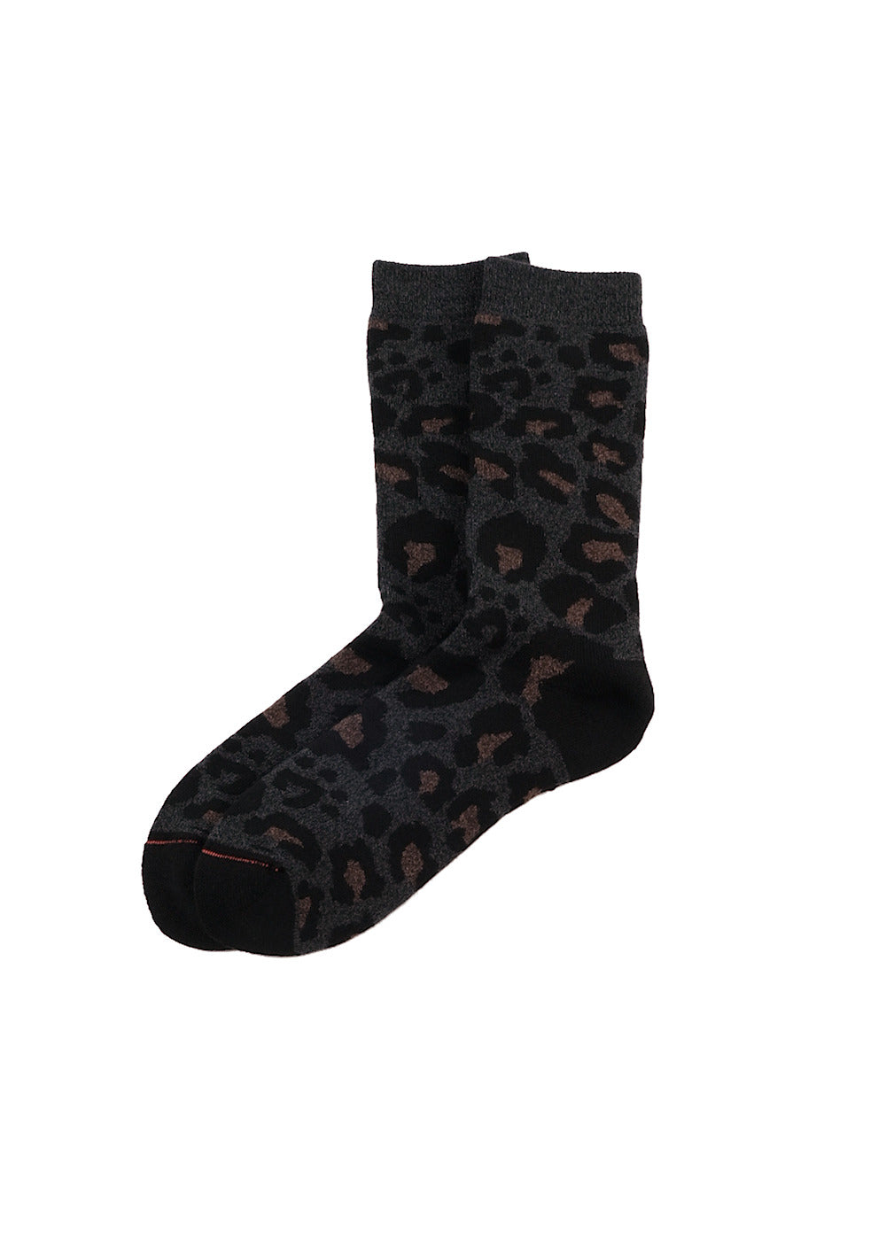 Pile Leopard Crew Socks – Charcoal