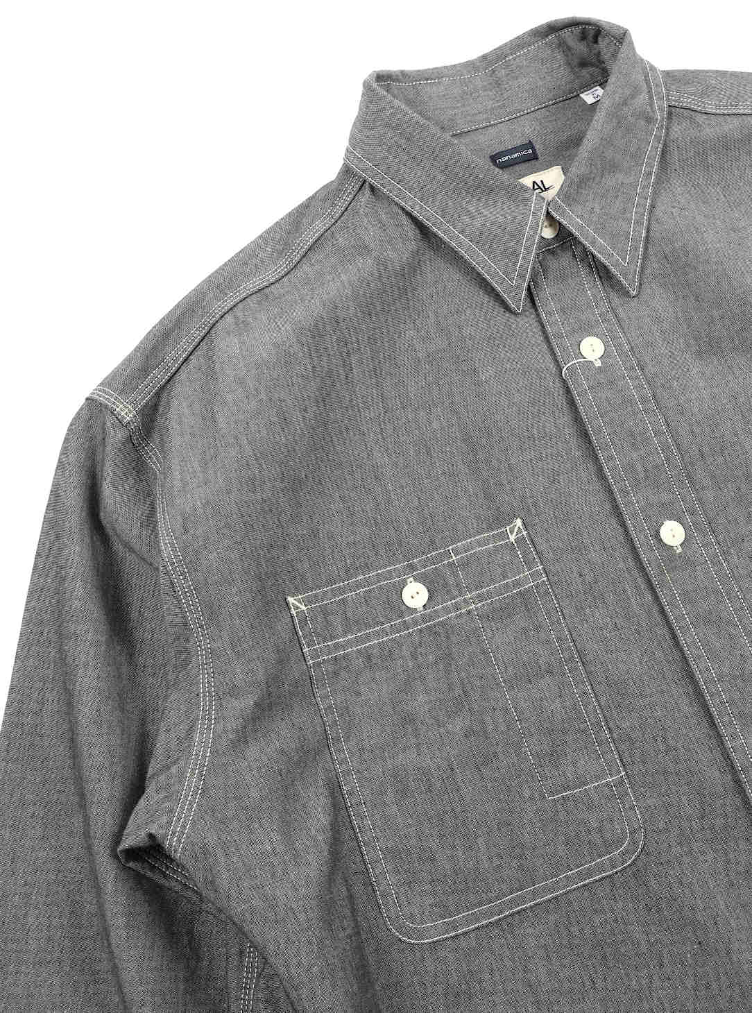 Regular Collar Chambray Shirt - Gray