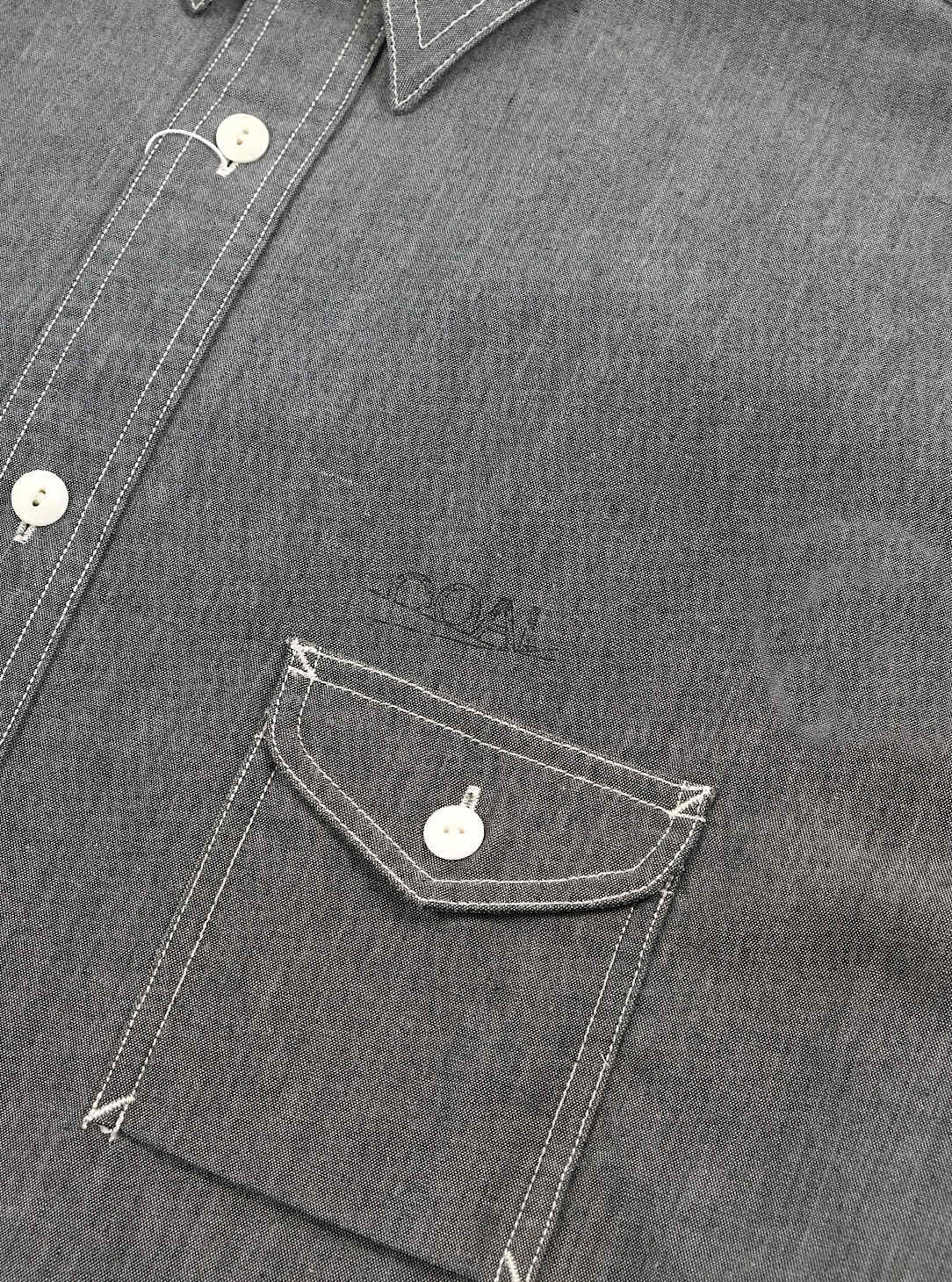 Regular Collar Chambray Shirt - Gray