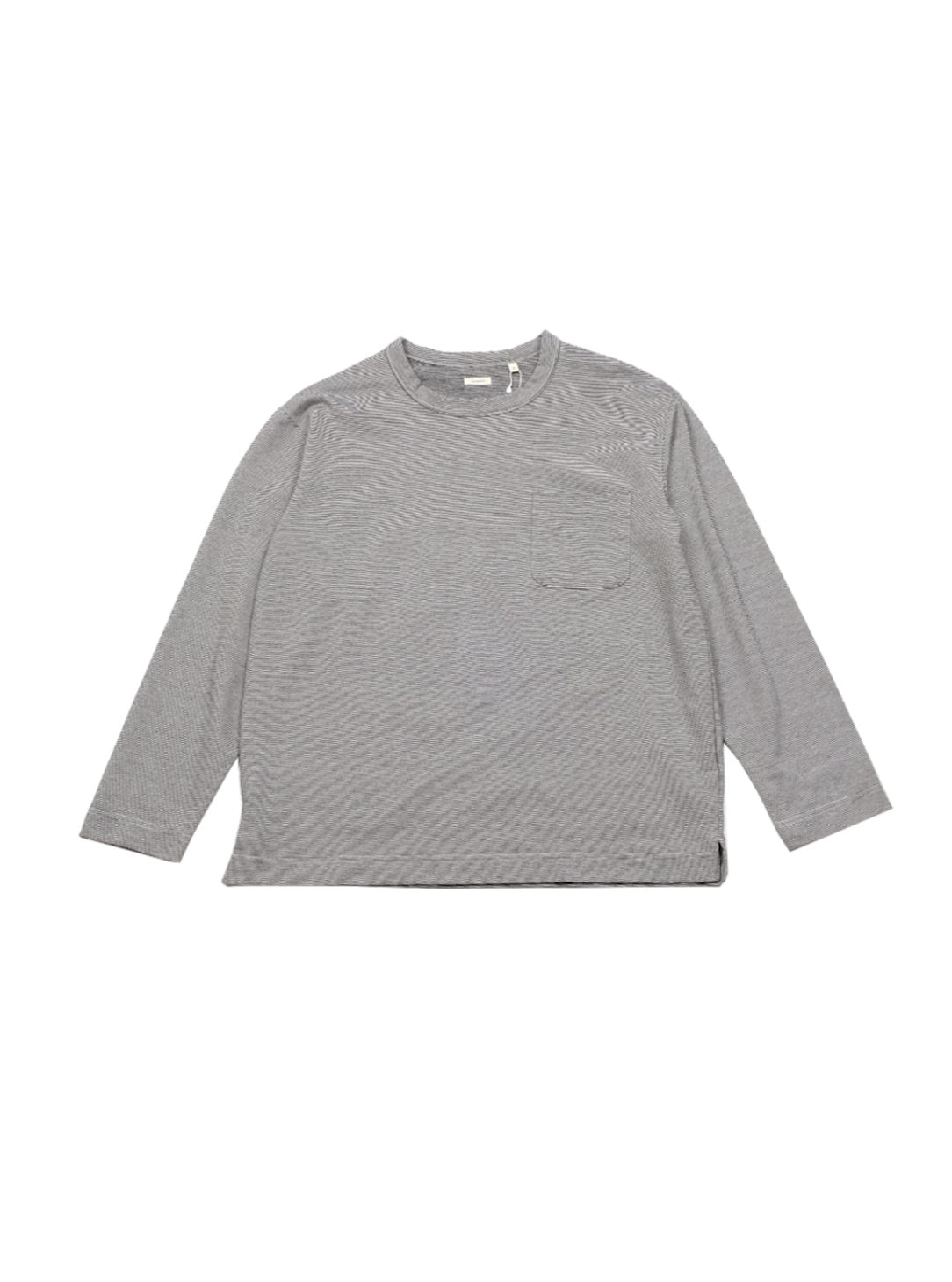 Micro Stripe Pocket L/S Tee - Navy x White