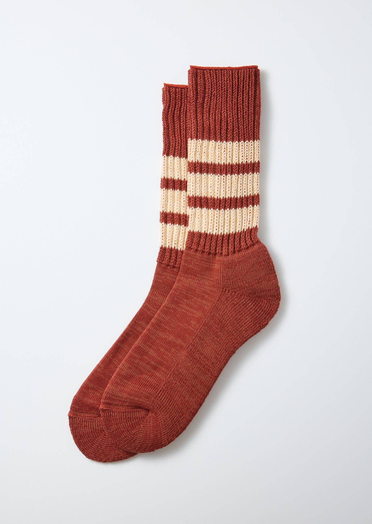 Coarse Ribbed Oldschool Crew Socks - Red / Cream