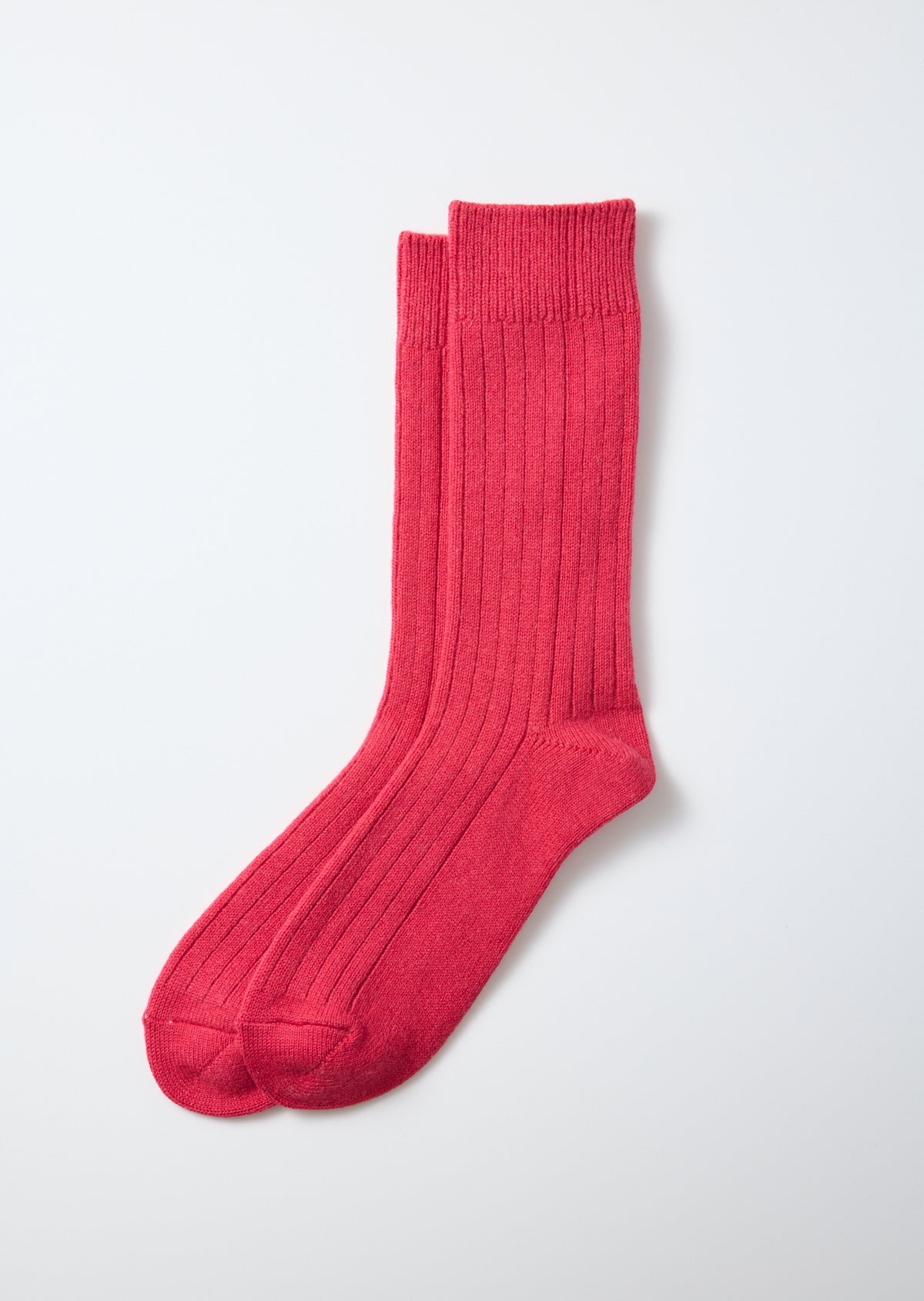 Cotton Wool Ribbed Crew Socks - D.Pink