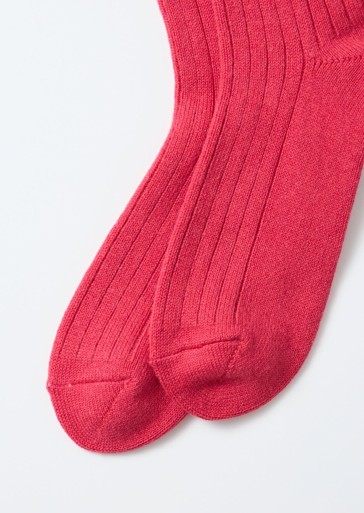 Cotton Wool Ribbed Crew Socks - D.Pink
