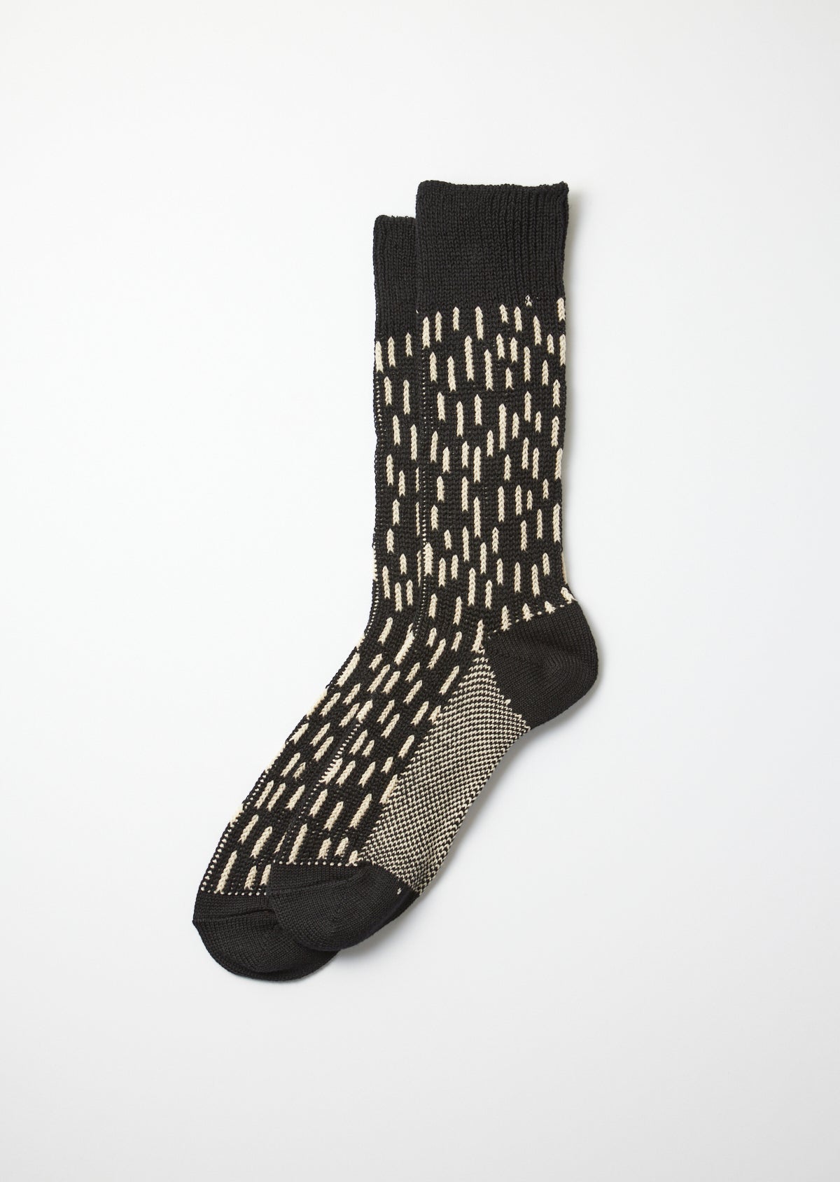 Raindrop Crew Socks - Black / Ivory