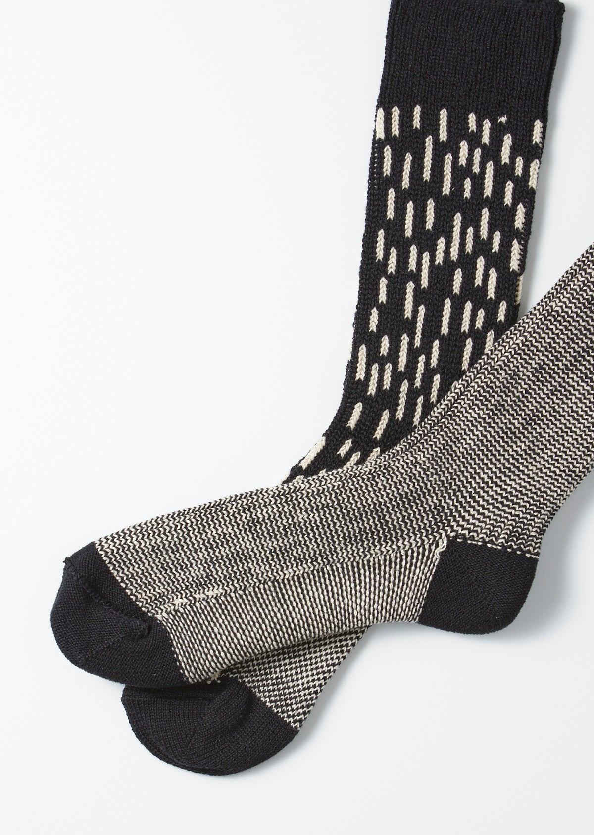 Raindrop Crew Socks - Black / Ivory