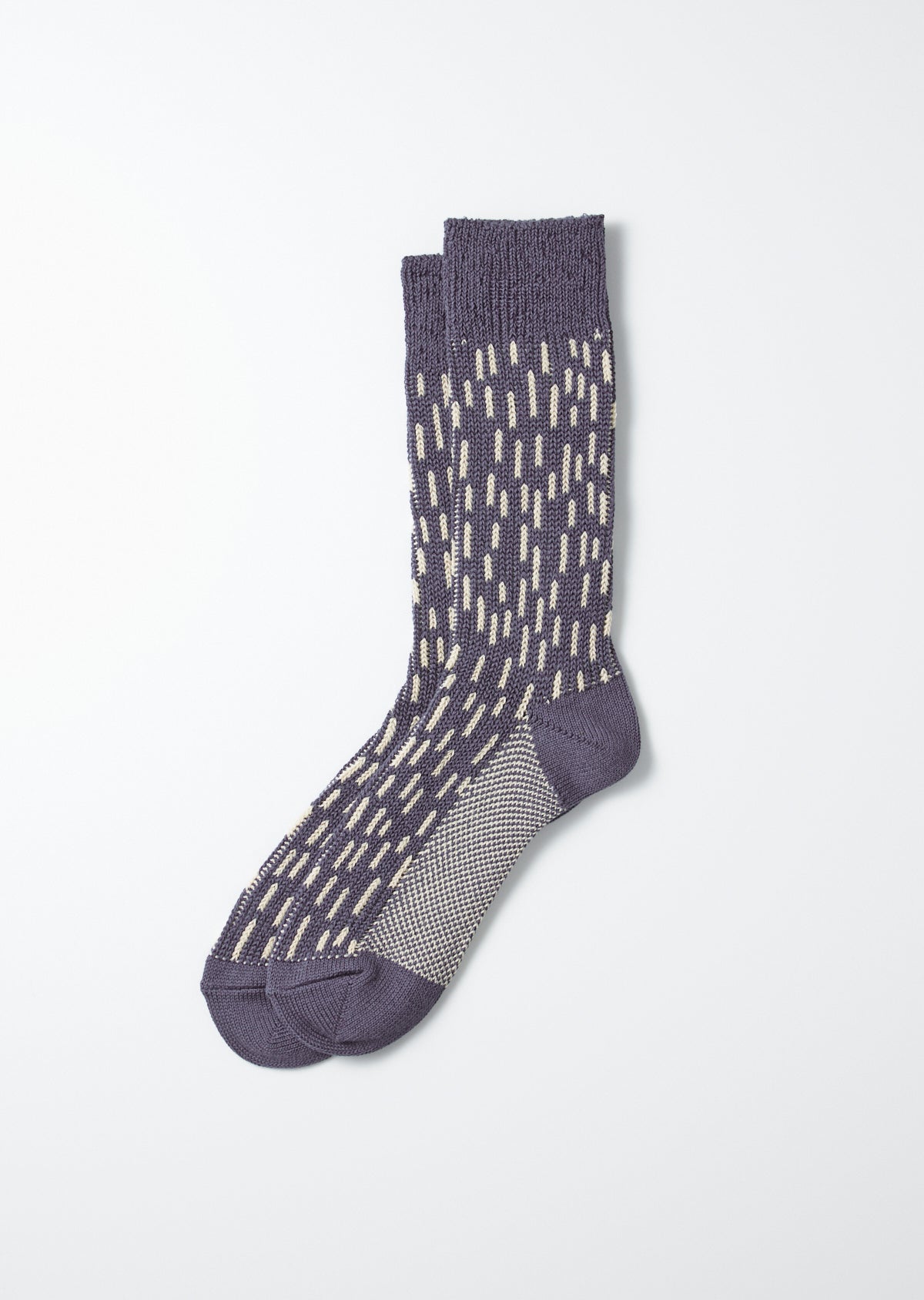 Raindrop Crew Socks - Steel Blue / Ivory
