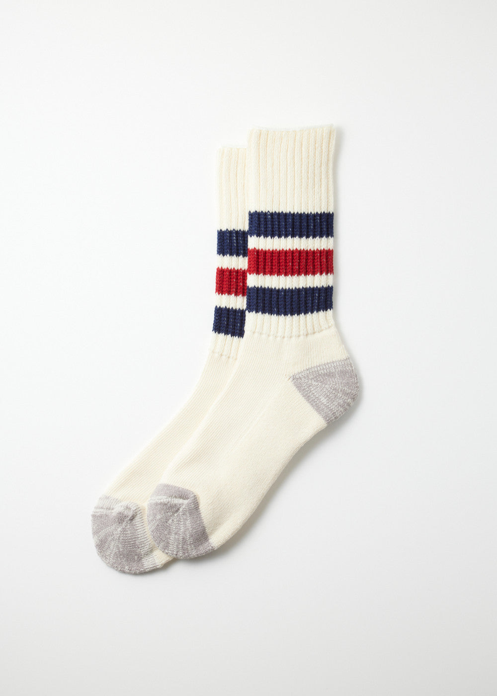 Coarse Ribbed Oldschool Crew Socks - Navy/D.Red