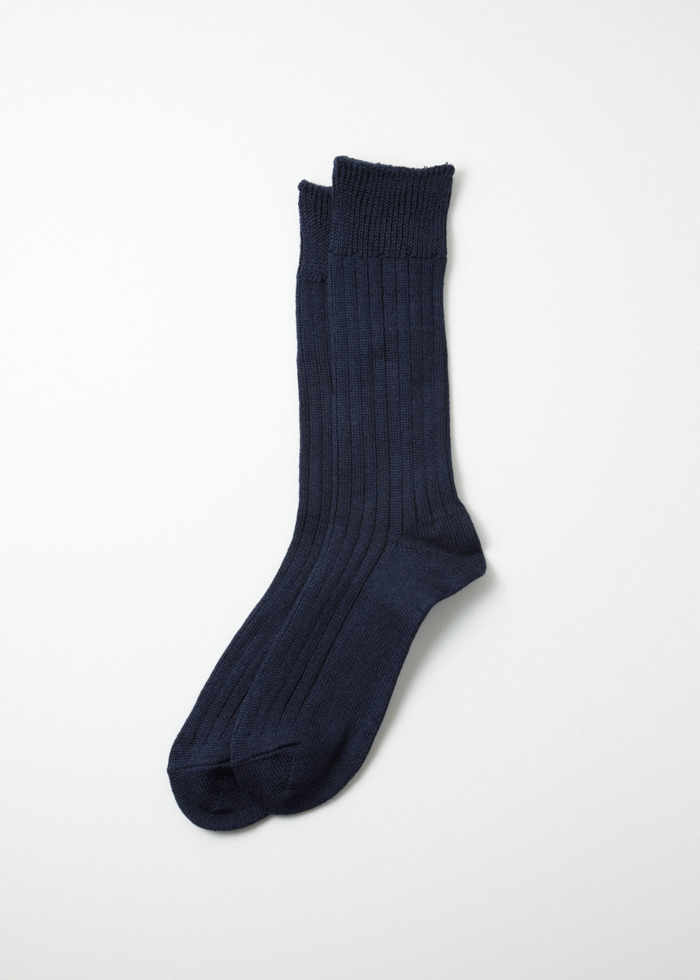 Linen Cotton Ribbed Crew Socks – Navy