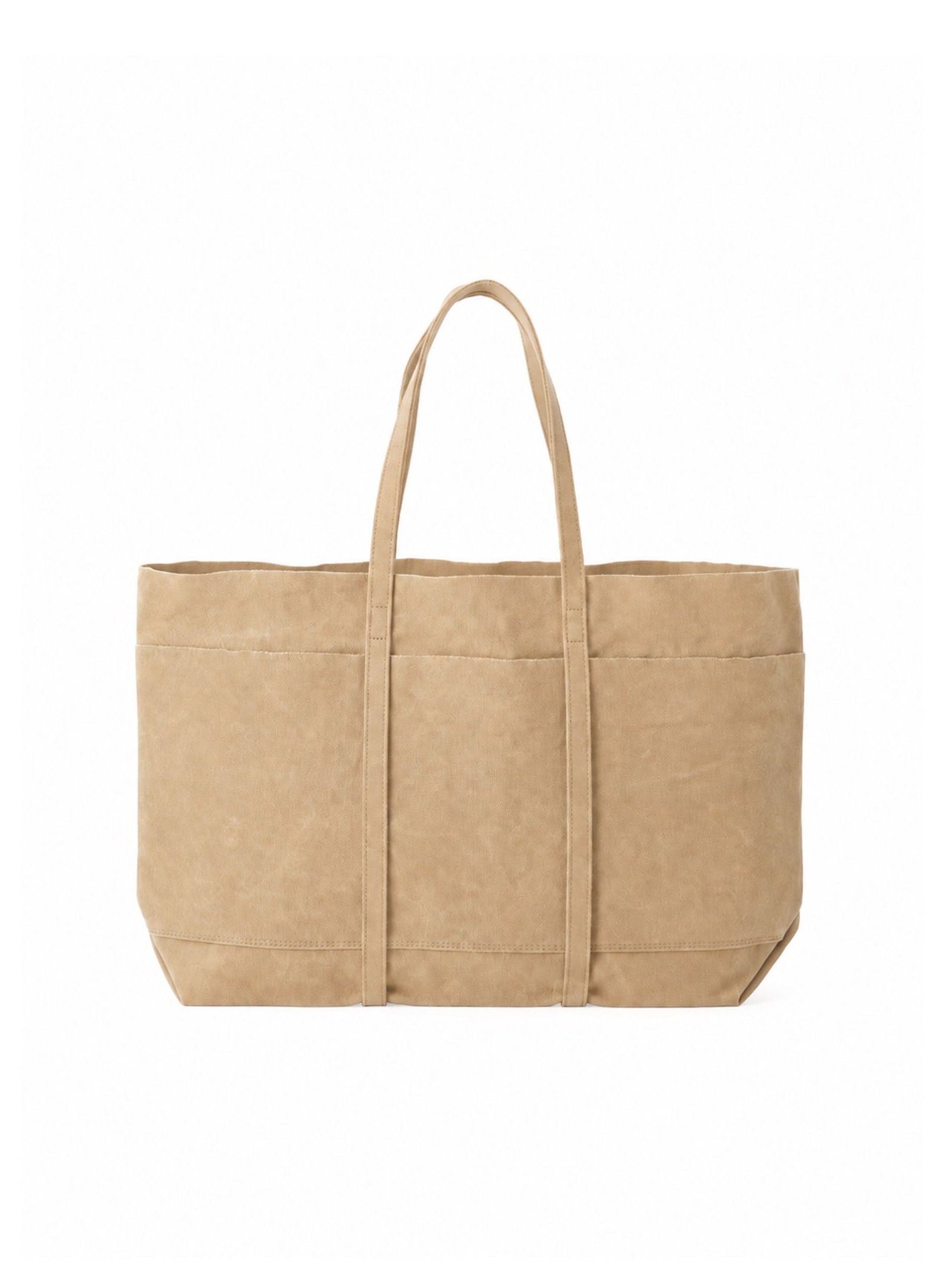 Washed Canvas 6pockets Tote L Taupe