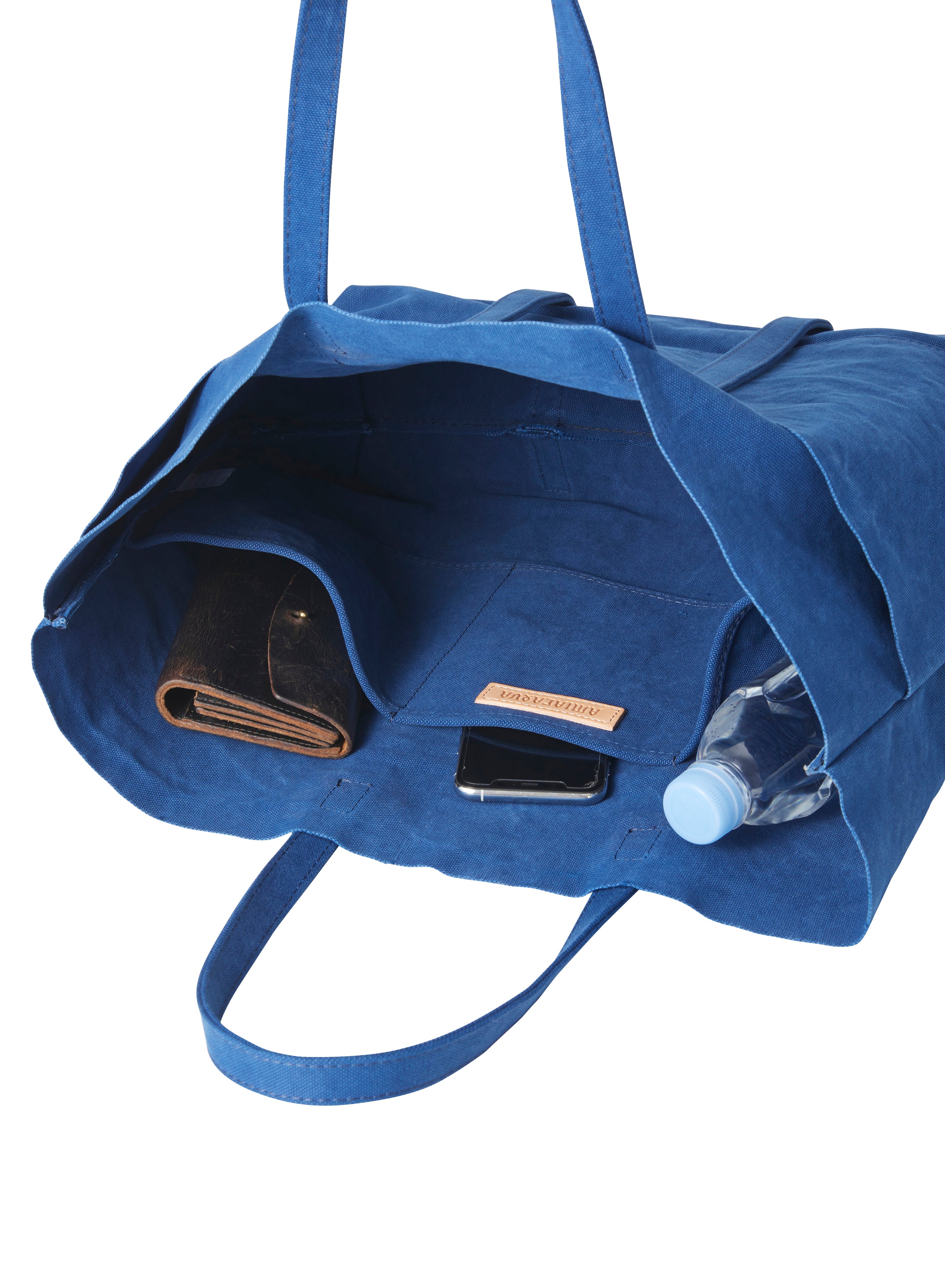 Washed Canvas 6pockets Tote M Blue