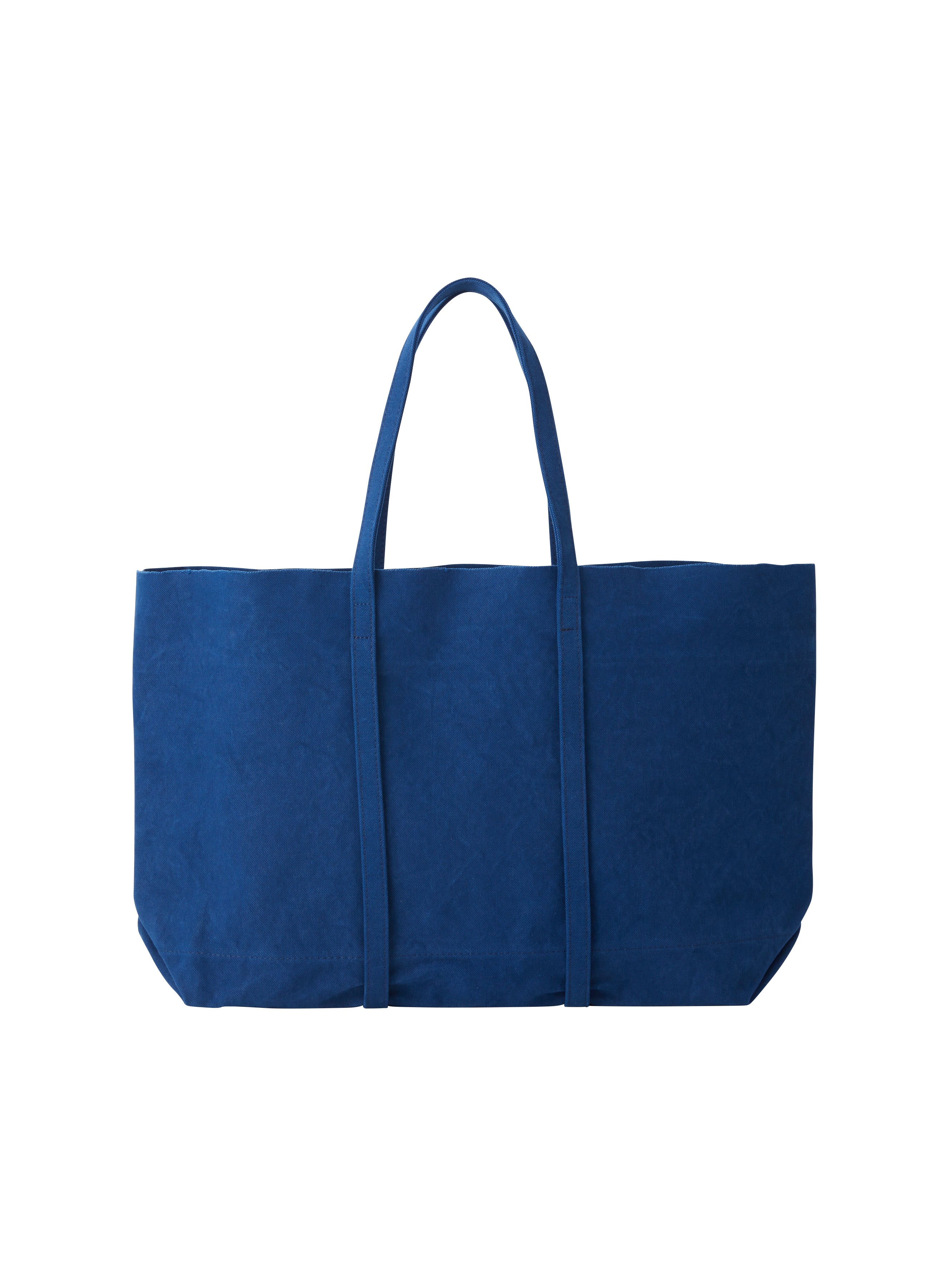 Washed Canvas 6pockets Tote L Blue
