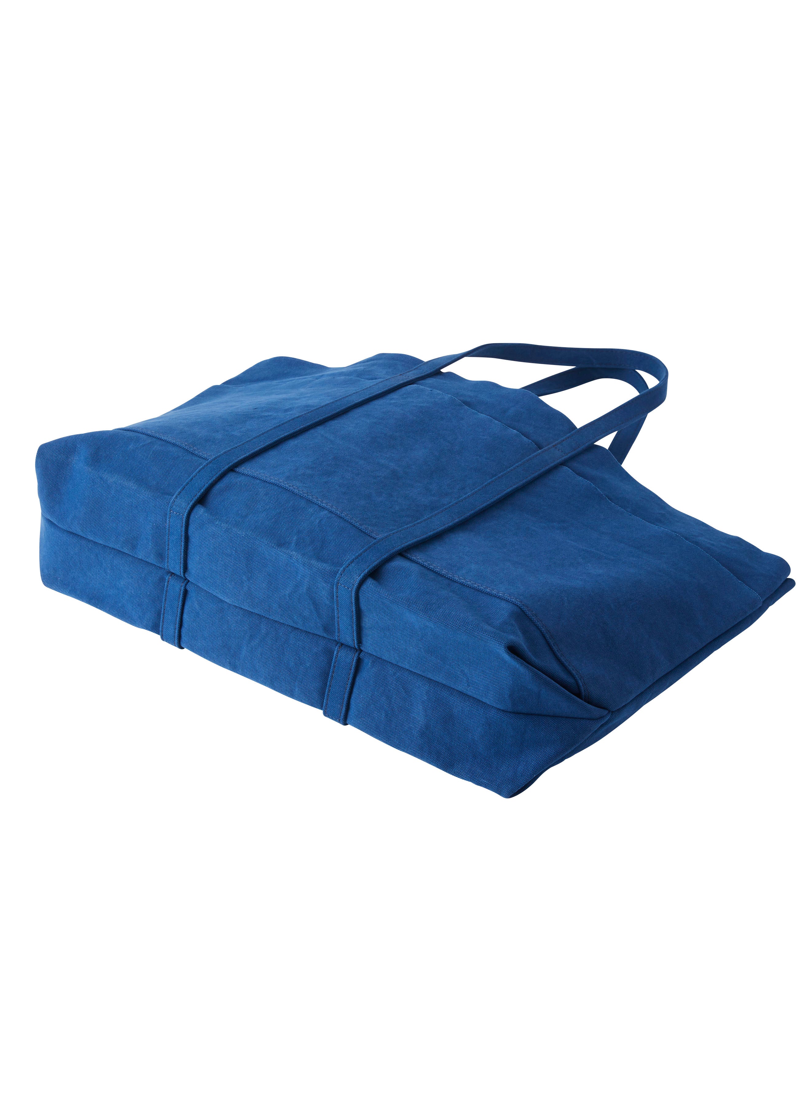 Washed Canvas 6pockets Tote L Blue
