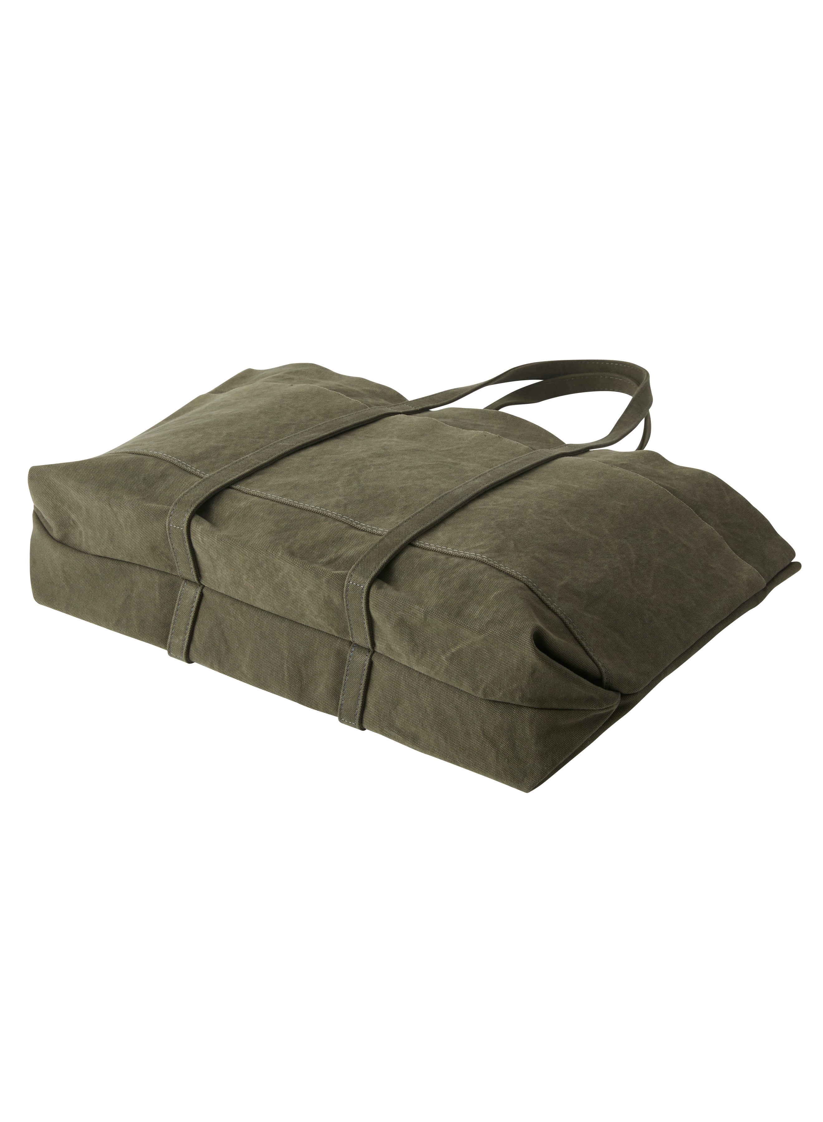 Washed Canvas 6pockets Tote L Olive