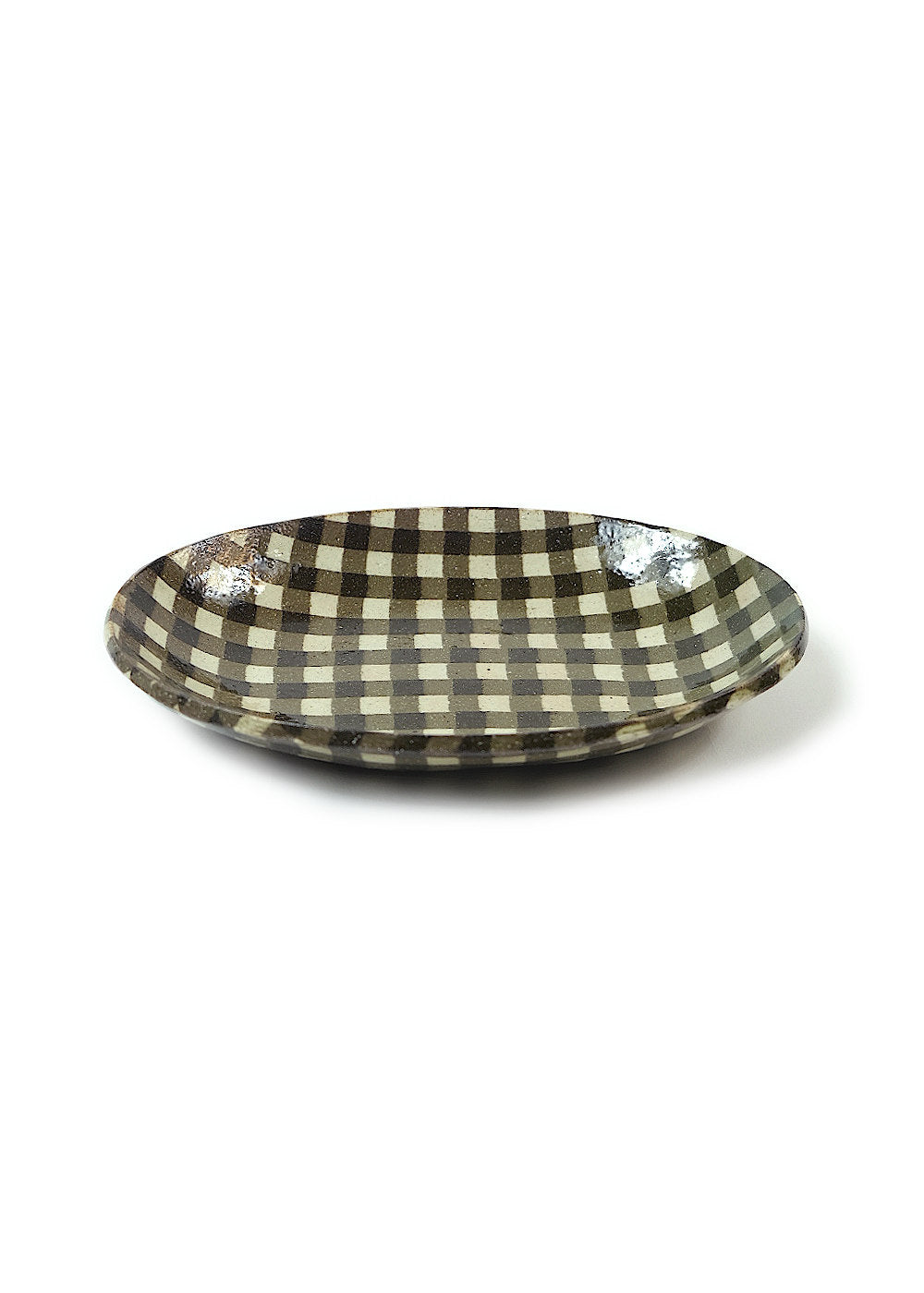 Oval Plate Gingham check – Dark Brown M