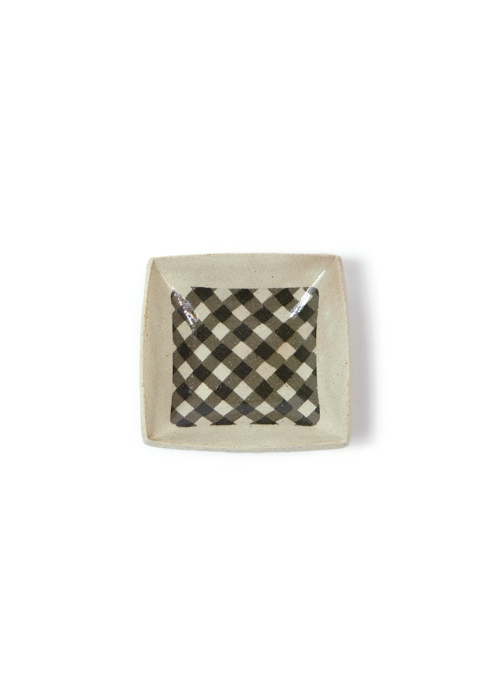 Square plate Gingham check – Dark Brown M