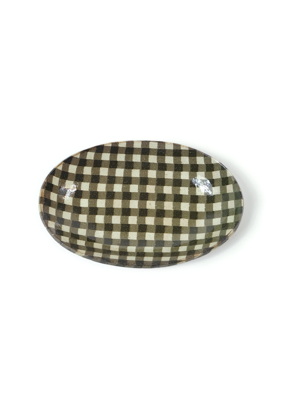 Oval Plate Gingham check – Dark Brown M
