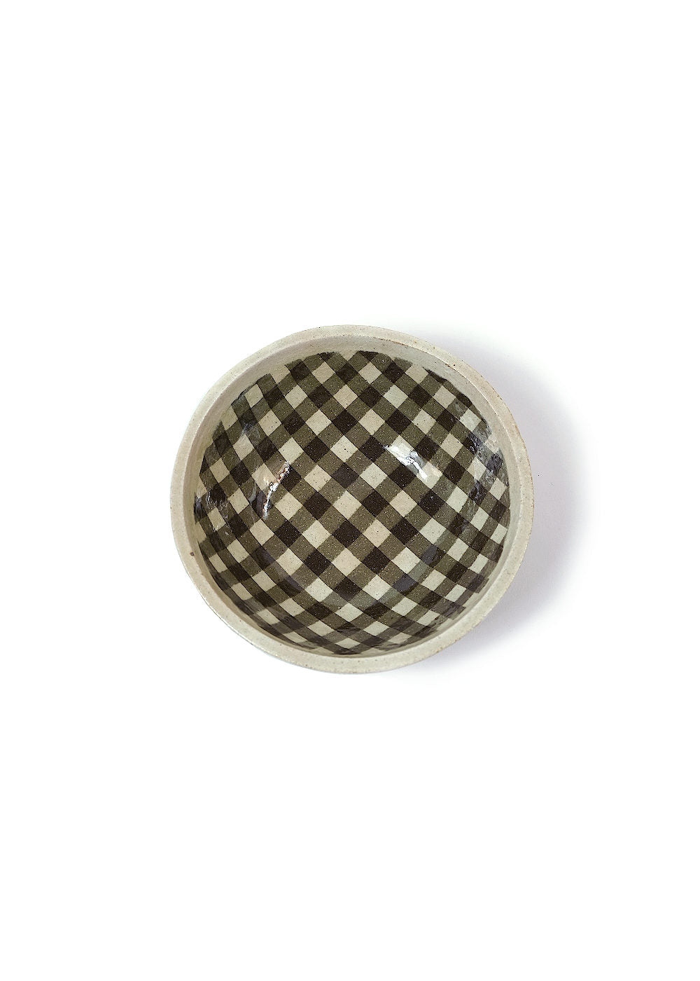 Round Bowl Gingham check – Dark Brown M