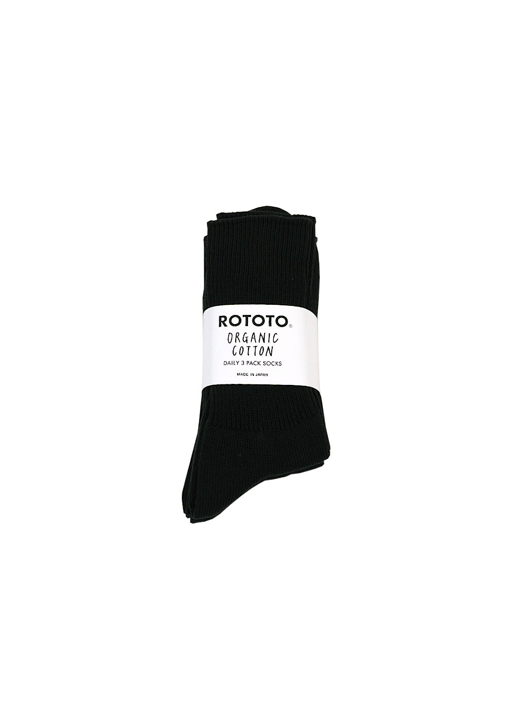 Organic Daily 3 Pack Ribbed Crew Socks -  Black