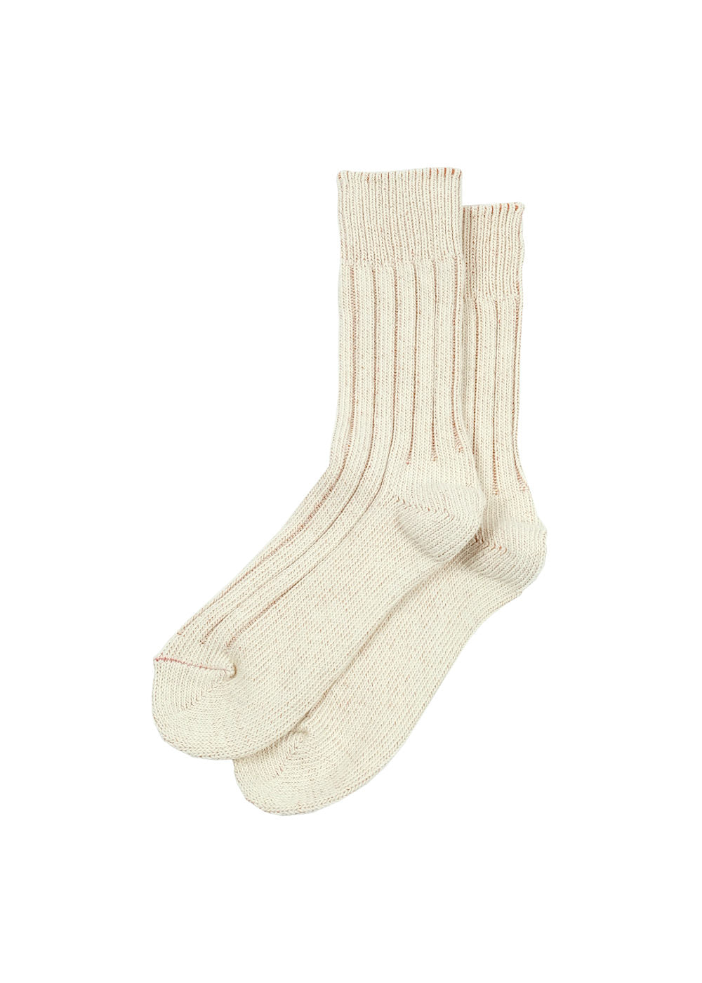 Organic Cotton Wide-ribbed Socks - Ecru/Red