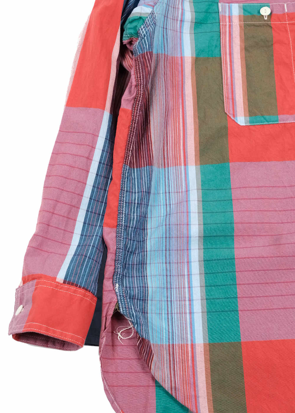 Work Shirt - Red Cotton Big Madras Plaid