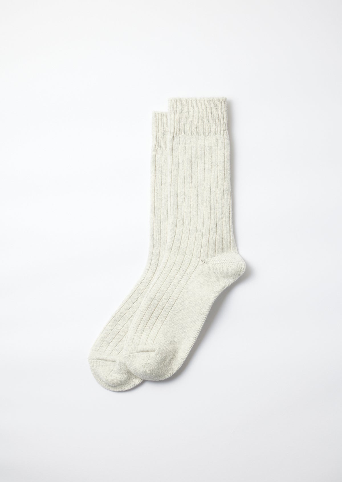 Cotton Wool Ribbed Crew Socks - Ash Gray
