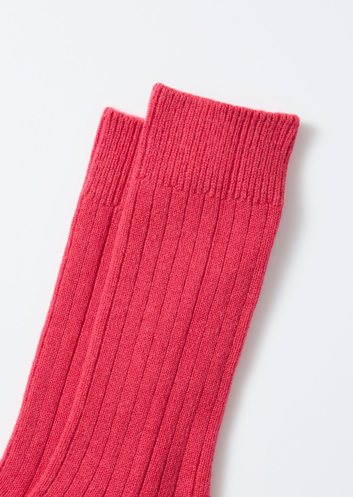Cotton Wool Ribbed Crew Socks - D.Pink