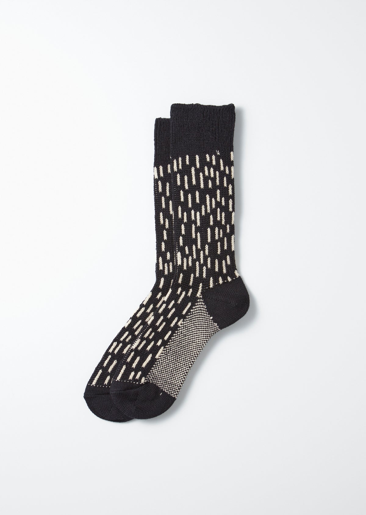 Raindrop Crew Socks - Black / Ivory