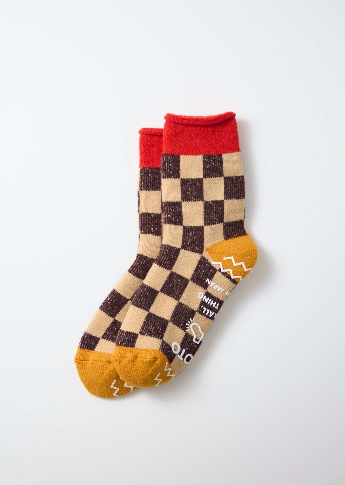 Pile Room Socks "Checkboard" - Red / Yellow