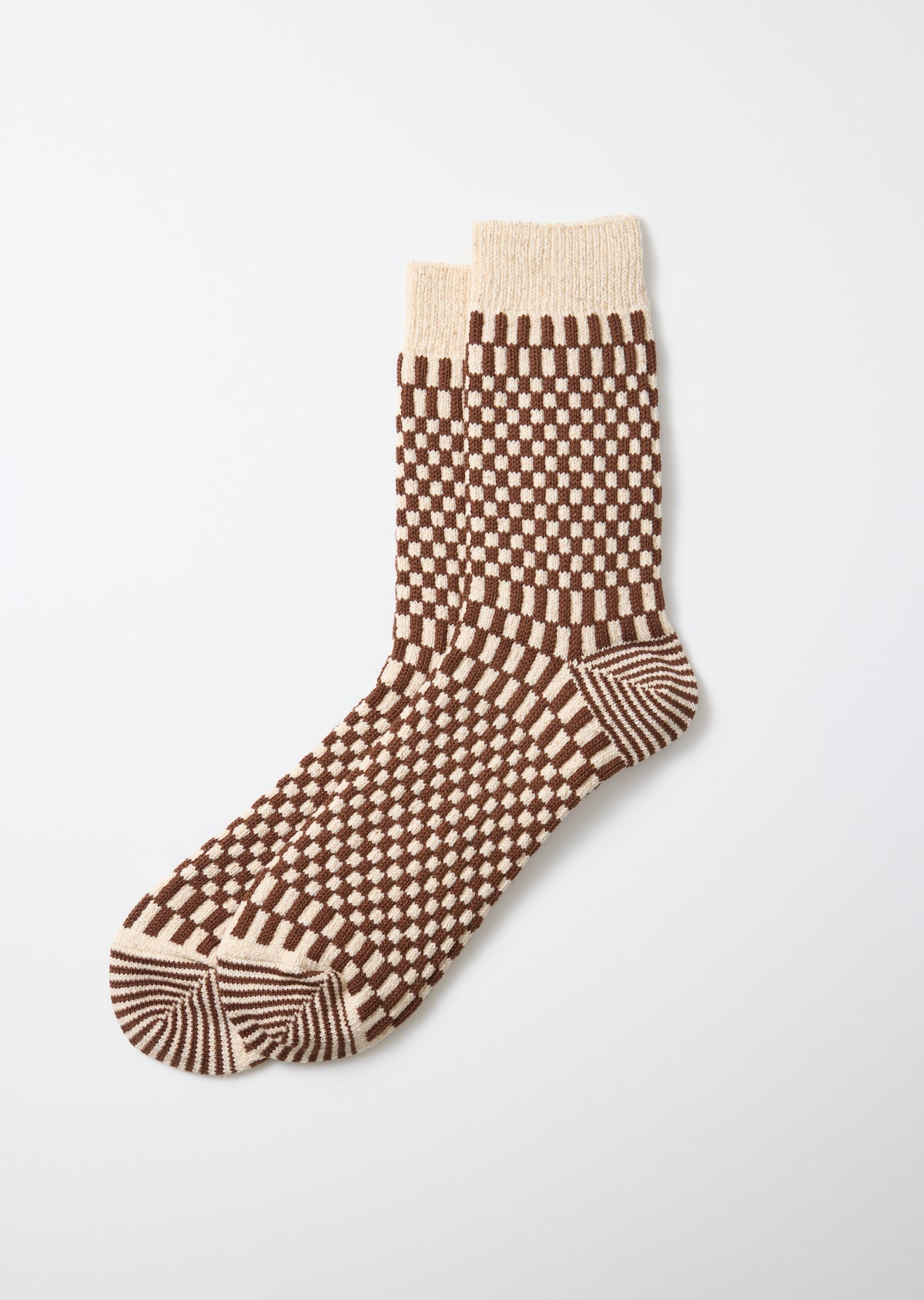 Checkerboard Pattern Socks - Chocolate