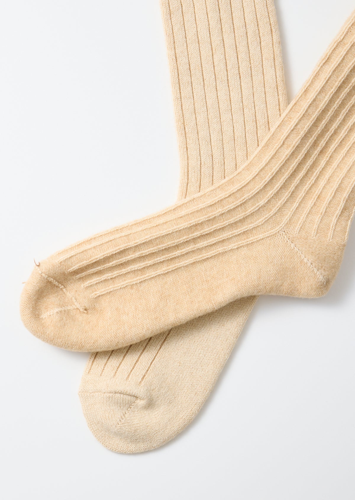 Cotton Wool Ribbed Crew 3 Pack Socks - Beige Tones