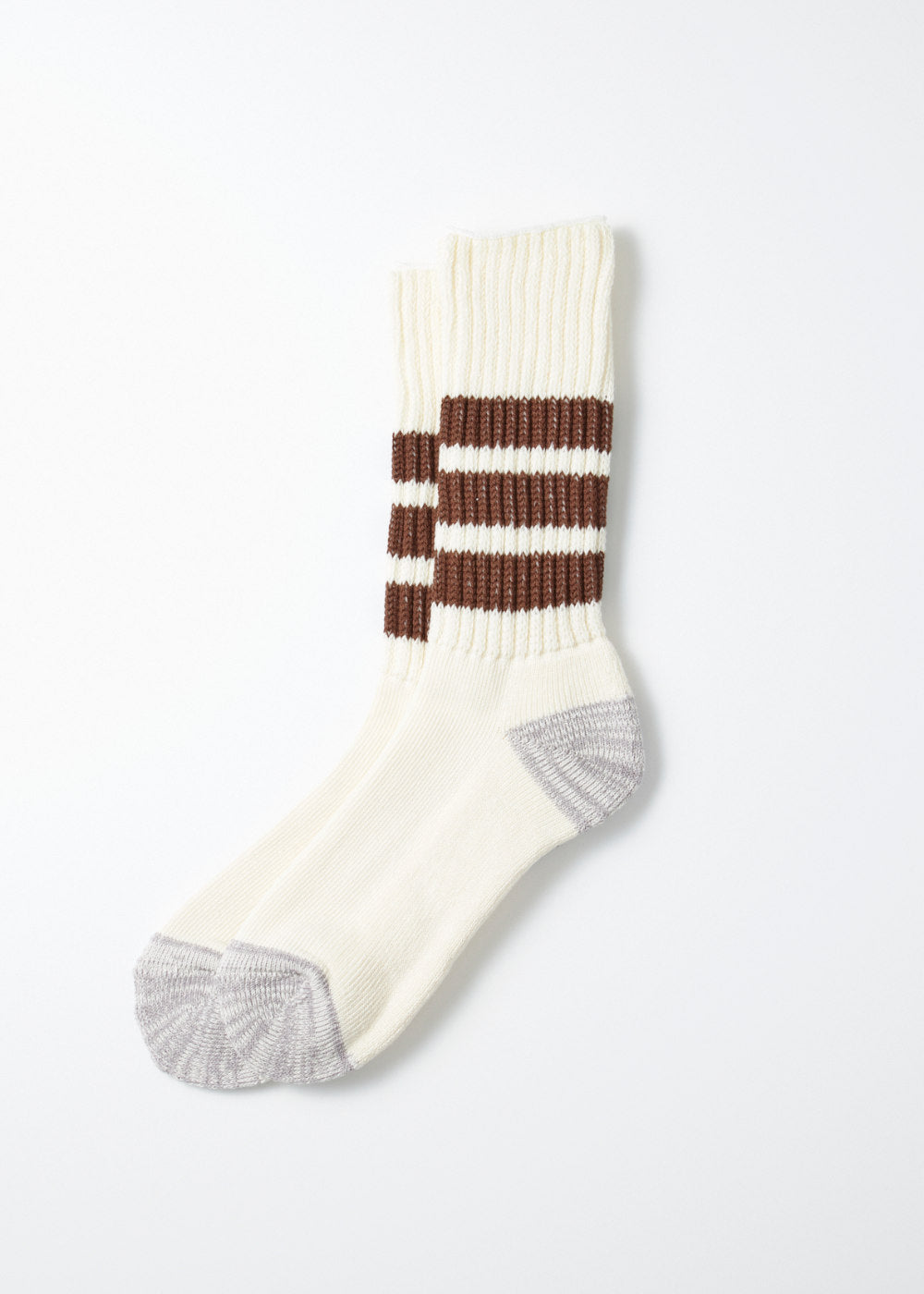 Coarse Ribbed Oldschool Crew Socks - Brown