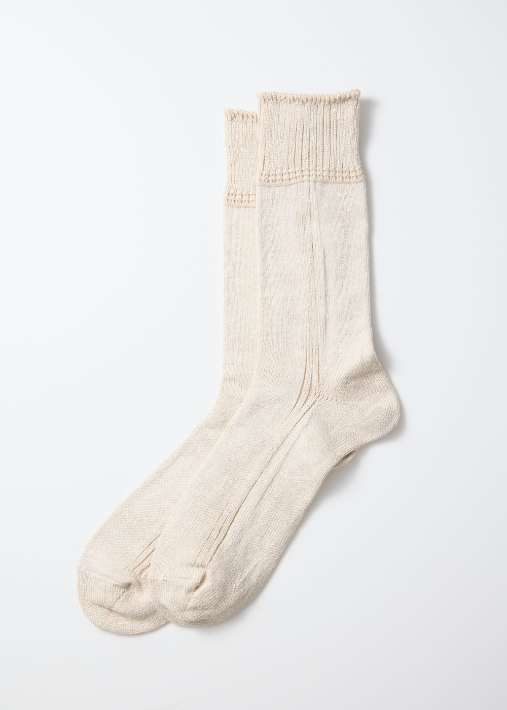 Vertical Line Linen Cotton Socks – Ecru