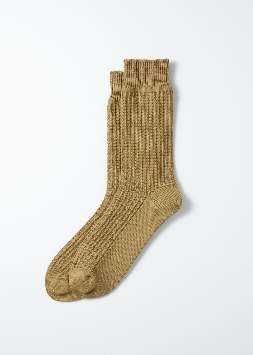 Cotton Waffle Crew Socks - L.Olive