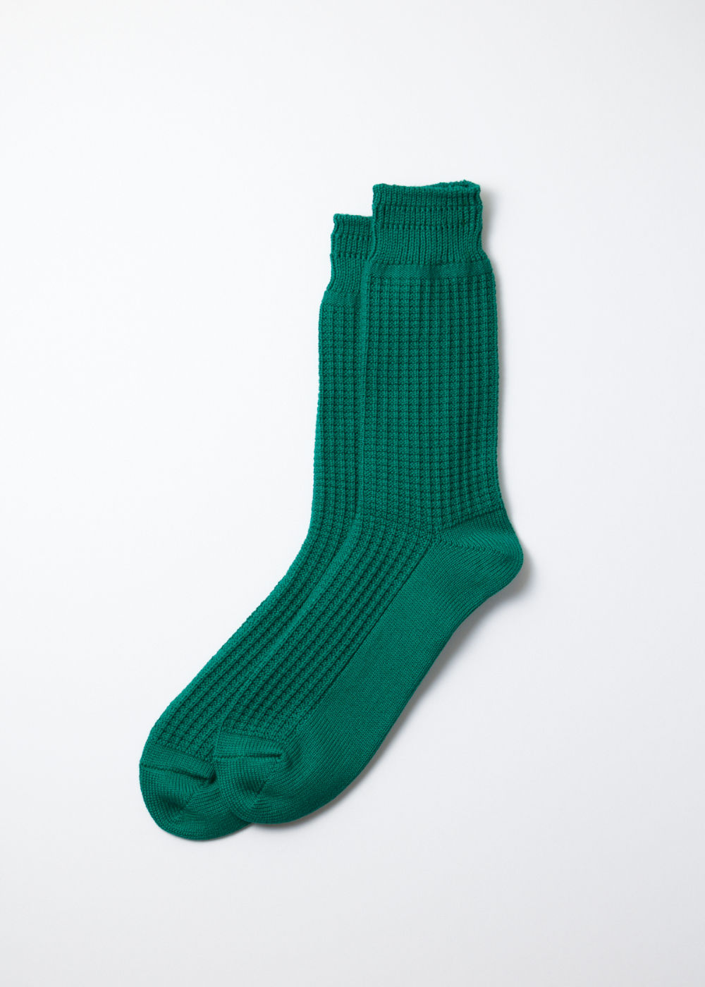 Cotton Waffle Crew Socks – Sea Green