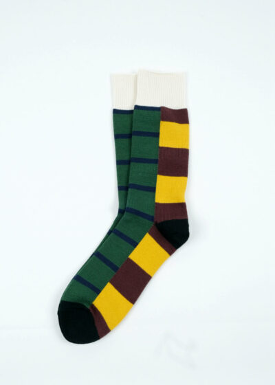 Rototo-MULTI-RUGGER-PATTERN-CREW-SOCKS-BUR-YEL-BLK-02