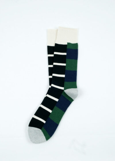 Rototo-MULTI-RUGGER-PATTERN-CREW-SOCKS-GRN-NVY-GRY-02