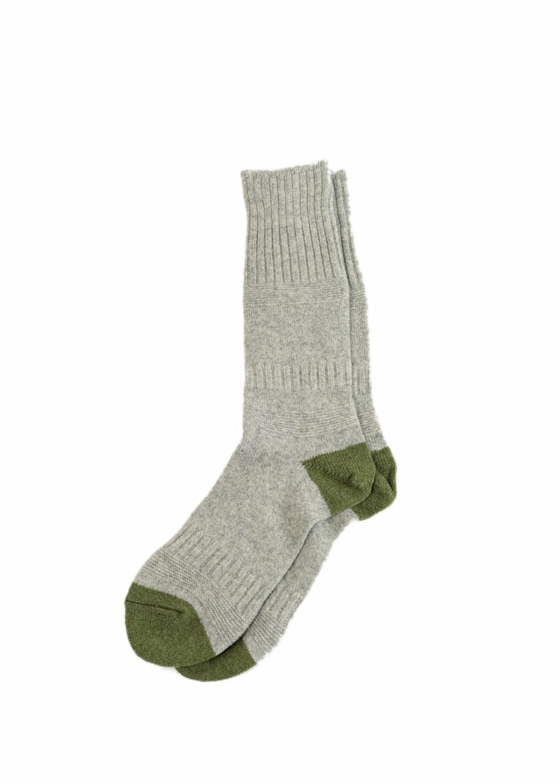 ROTOTO-GuernseyPatternCrewSocks-L.Gray/M.Green-Open