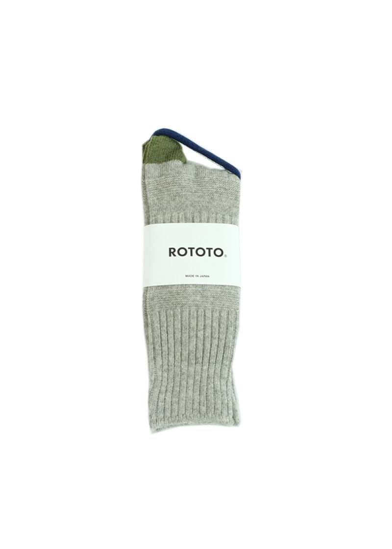 ROTOTO-GuernseyPatternCrewSocks-L.Gray/M.Green-Front