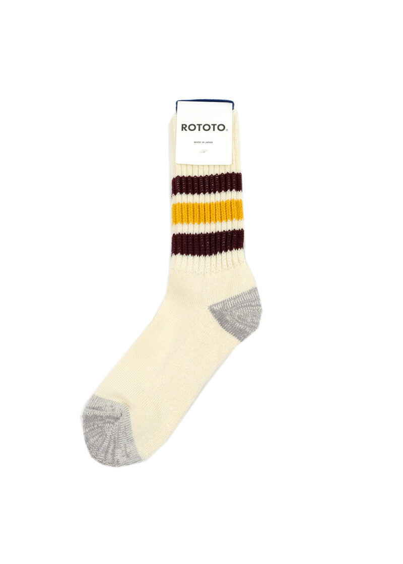 Rototo-Coarse-Ribbed-Oldschool-socks-Bordeaux-Yellow-01