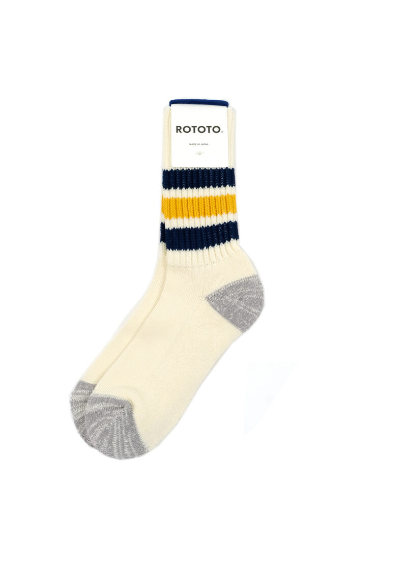 Rototo-Coarse-Ribbed-Oldschool-socks-Navy-Yellow-01