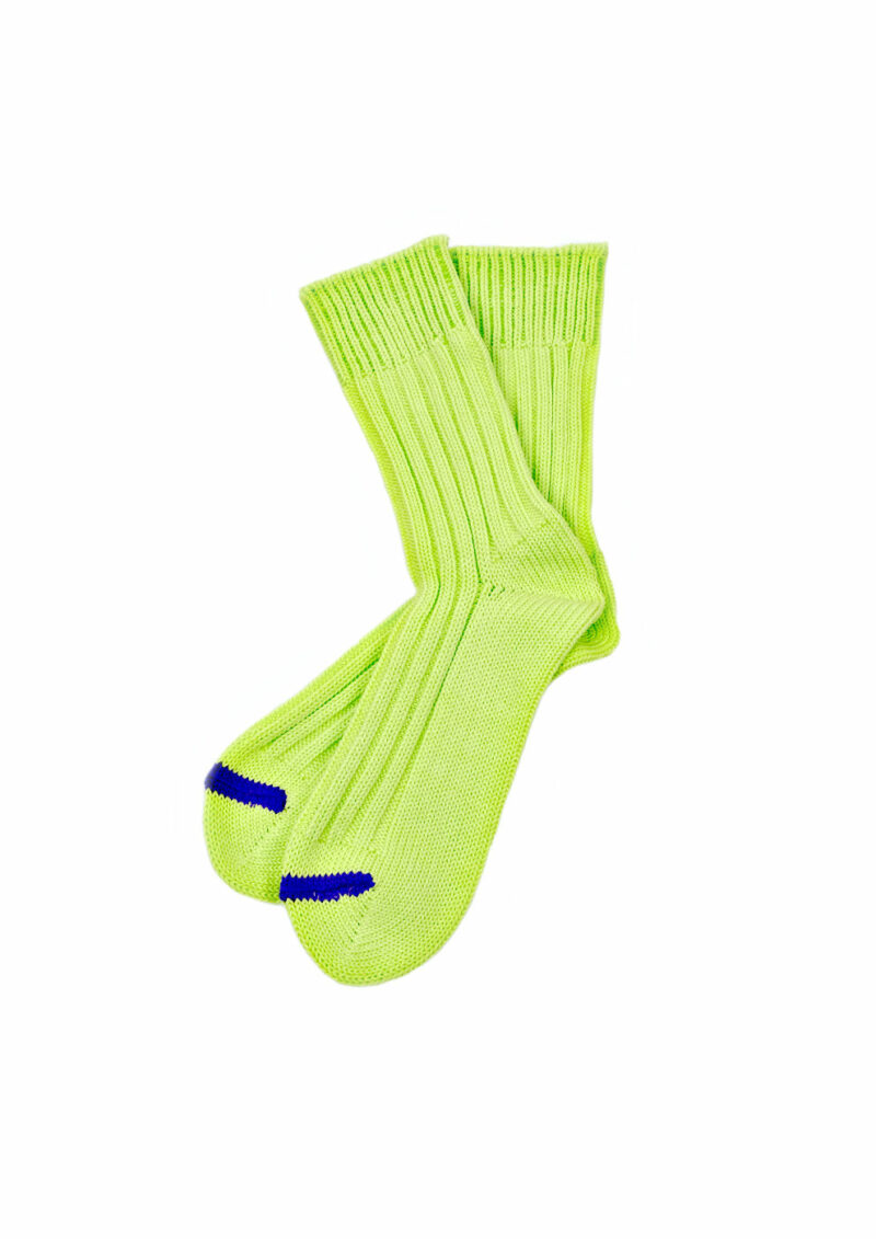 ROTOTO-CHUNKYRIBBEDCREWSOCKS-LIME:PURPLE-0２