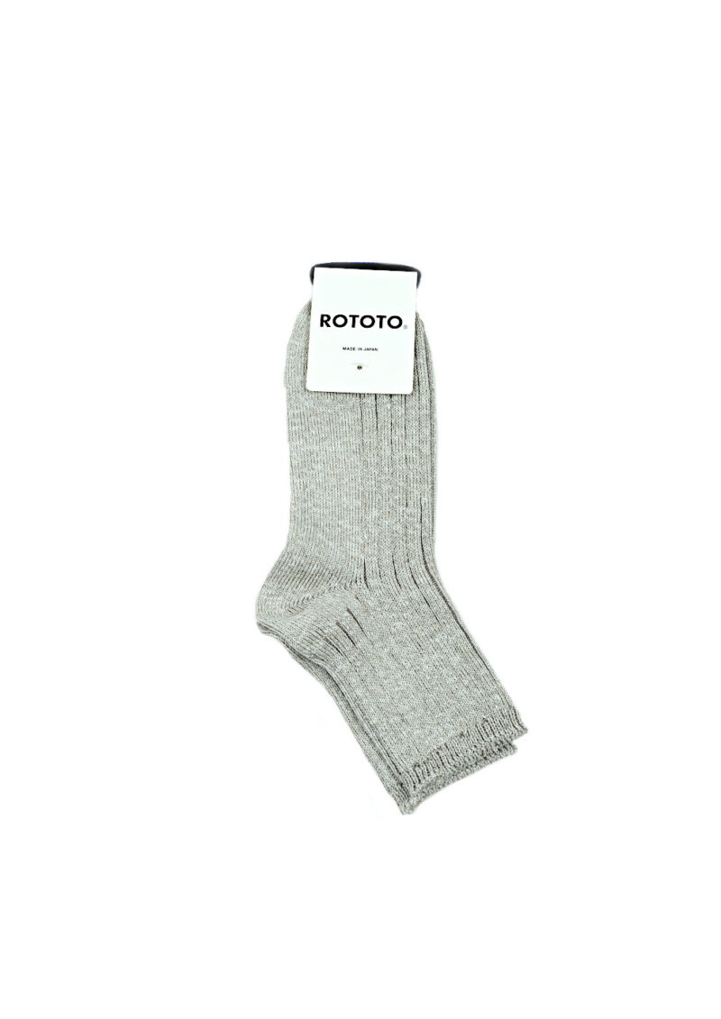 ROTOTO-LINEN COTTON RIBBED ANKLE SOCKS-GRAYGE-01