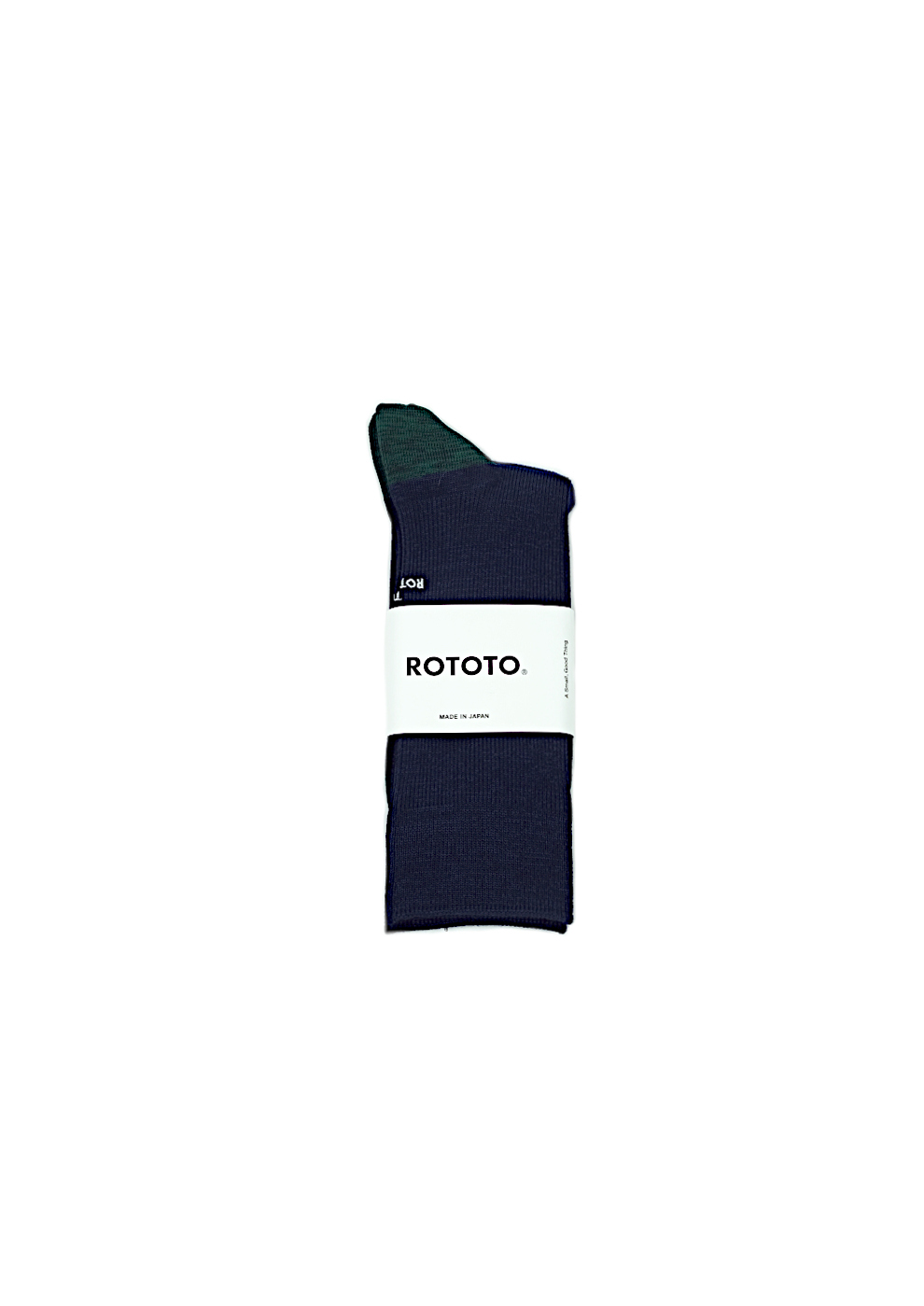 ROTOTO-ORGANIC COTTON ＆ RECYCLE POLYESTER RIBBED CREW SOCKS-NAVY:D.GREEN-01