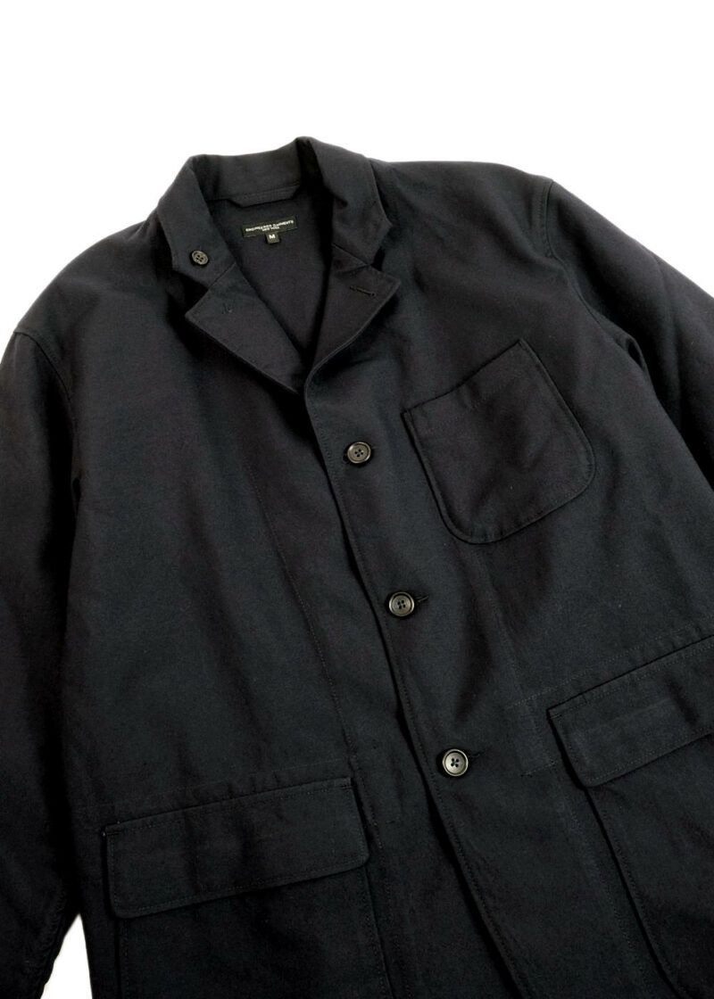 Engineered Garments Loiter Jacket Dk.Navy Wool Uniform Serge Front Up 01