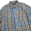 Engineered Garments Work Shirt Blue Cotton Heavy Twill Plaid Front up